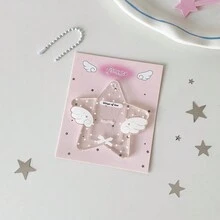 1 móc khóa khung ảnh mặt dây chuyền 1 inch hình cánh thiên thần hoạt hình, trong suốt đính kim tuyến ngôi sao, phong cách Ins Girl - Nhiều màu - Xem 11