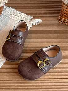 1 Pair Girls' Casual School Shoes, Fashionable Lightweight Outdoor Shoes With Hook And Loop Closure - Coffee Brown - View 4