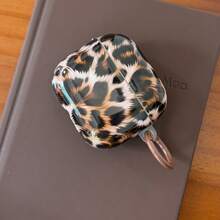 Fluffy Leopard Print Earphone Case With Hanging Ring, Compatible With Apple 5/ 4/ 2/ 3/ Pro 3/ Pro 2, Cute Protective Cover With Pendant, Korean Style Earphone Case For Women - Brown - View 6