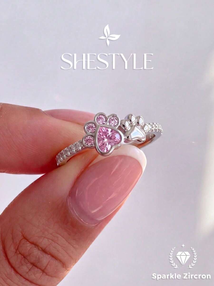 1pc Cute Paw Design Ring, Exquisite And Unique, Suitable For Balls, Gatherings, Parties, High-Quality Women's Jewelry Gift - Cute Paws - View 1