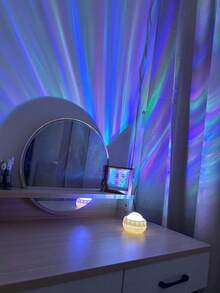 1pc 7-Color Northern Lights Wave Projection Night Light, With Remote Control, USB Powered, Wave Projection Lamp, Suitable For Home And Bedroom Decor, Bedroom Ambiance | Colorful Lighting Effect - Multicolor - View 6