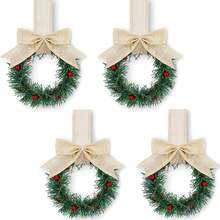 1pc Christmas Wreaths For Kitchen Cabinets, Featuring Ribbons And Small Red Berries, Perfect For Decorating Windows And Doors For Farmhouse-Style Christmas Parties - View 10