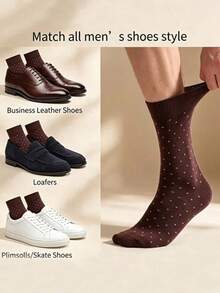 1/4 Dozen Men's Diamond Mesh Solid Color Business Socks, Moisture-Wicking Breathable Comfortable Mid-Calf Socks, Dress Socks, Suitable For Daily Wear, Office Matching, Sports, Perfect Gift For Men, Random Style - Multicolor - View 6