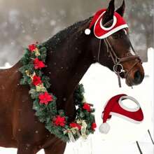 1pc Santa Hat - Soft Polyester Fiber Holiday Accessory For Horses - Multicolor - View 1