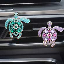 1/2/3pcs Alloy Rhinestone Colorful Gemstone Turtle Car Air Vent Clip Decor Aromatherapy Diffuser Cute Car Interior Fragrance (Includes Solid Fragrance Pad) - Multicolor - View 18
