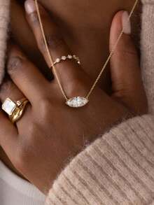 1pc 6-Prong Rhinestone Eye Pendant Necklace, Exquisite Elegant Luxury Women's Christmas Jewelry - Six-claw Horse Eye Necklace - View 4