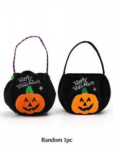 Halloween Trick Or Treat Candy Bags, 5 Styles Soft Plush Pumpkin Candy Buckets, Reusable Children's Halloween Gift Bags, Suitable For Party Favors And Cosplay - Multicolor - View 10