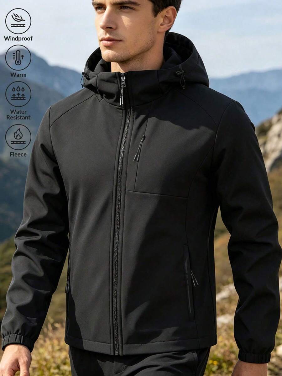 Men's Autumn/Winter Casual Fashion Outdoor Sports Hiking Jacket - Black - View 1