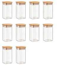 2/4/8/10/12pcs 9.5oz Square Glass Storage Jars With Bamboo Lids, Airtight Moisture-Proof Food Canisters, Christmas Storage Containers For Candy, Cookies & Dry Fruits, Kitchen Pantry Organizer - View 10