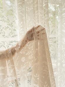 2pcs Luxury Linen Knit With Beautiful Lace Curtains, Vine Pattern, Top Rod Pocket Design, Premium Farmhouse Style Curtains For Living Room, Bedroom And Dining Room Decor - Beige - View 6