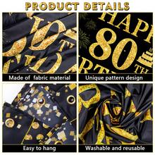 1 Set,Black Gold Happy 80th Birthday Backdrop,Gold Glitter Balloon Confetti DIY String Banner,80 Birthday Party Background With Firework Cake Bunting For 80th Birthday Party,Family Gathering Decor - Multicolor - View 6