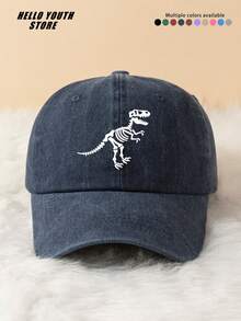 1pc Funny Dinosaur Skeleton Print Baseball Cap, Lightweight, Comfortable Multi-Functional Baseball Hat, Washed Vintage Hat, Suitable For Daily Outings And Life Use, Daily Outfit Decorative Hat - A - View 9