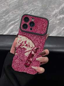 1pc New Vintage Rose Red Floral White Horse Pattern Phone Case, Faux Leather Texture, Shockproof Protective Cover Compatible With IPhone 17/17Pro/17ProMax/16/16Pro/16ProMax/16Plus/15/15Plus/15Pro/15ProMax/14/14Plus/14Pro/14ProMax/13/13Pro/13ProMax/12/12Pro/12ProMax/11/11ProMax, Anti-Collision Soft Shell - Multicolor - View 2