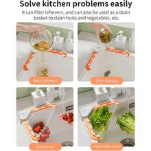 51/101pcs Kitchen Sink Strainer Set, Includes ABS Plastic Triangle Drain Basket, 500/250/150/50pcs Non-Food Contact Washing Mesh Strainers, Hanging Drain And Food Waste Storage Rack, With 2 Adhesive Strips For Easy Installation - Multicolor - View 4