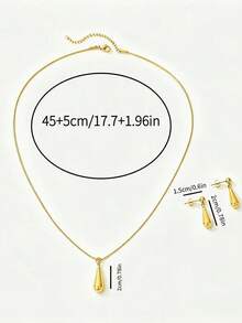 3pcs Stainless Steel Water Drop Women's Minimalist Versatile Elegant Collarbone Necklace Set - Water Drop - View 2