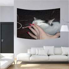 1pc Funny Cat Smoking Internet Meme Wall Hanging - Cat Decor Polyester Fabric Wall Hanging, Easy To Hang, Suitable For Indoor/Outdoor Use, Perfect For Party, Study, Bedroom Decoration - Unique Gift For Men And Women - Multicolor - View 8
