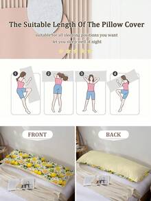 1pc High Definition Digital Print Long Pillowcase, 100% Polyester, Suitable For Room, Living Room Decoration, Also For Dormitory (Boy/Girl Dorm Bedding), Camping, Party Use - Yellow - View 5