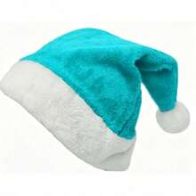 1pc Short Plush Santa Hat, Christmas Holiday Party Costume Hat, Party Photo Christmas Decoration - Multicolor - View 2