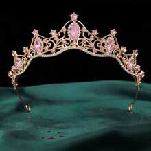 1pc Women's Fashion Princess 3D Crown Sweet Luxury Rhinestone Birthday Hair Accessory Headband - Pink - View 4