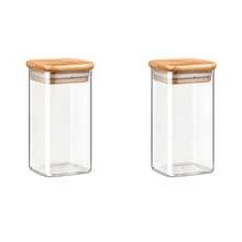 2/4/8/10/12pcs 9.5oz Square Glass Storage Jars With Bamboo Lids, Airtight Moisture-Proof Food Canisters, Christmas Storage Containers For Candy, Cookies & Dry Fruits, Kitchen Pantry Organizer - View 12