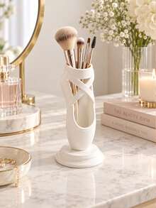 Ballet Theme Pink & White Cosmetic Storage Box, Multi-Functional Shoe Box/Pen Holder/Cosmetic Organizer, Suitable For Dance Studio Decoration, Desktop Storage, Makeup Brush Holder, Can Be Used As A Gift For Ballet Dancers, Also A Modern Home Decor Item For Dance Enthusiasts (Storage Box Only, Makeup Brushes Not Included) - Multicolor - View 8