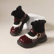 Girls' Fashion Boots/Suitable For Daily Wear/Academic Style/All Season/Suitable For Middle And Older Children/Autumn And Winter/ - Burgundy - View 2