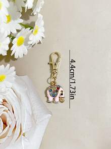4/8pcs Colorful Rhinestone Elephant Metal Keychain, Colorful Oil-Drip Rhinestone Elephant Pendant, Lobster Clasp Bag Backpack Charm, Cute Animal Accessory, Birthday Gift, Holiday Favor, Daily Carry Decoration Gift (Random Color Rhinestone) - Multicolor - View 3