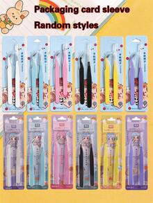 5 Sets/1 Set Tweezers, Colorful Scrapbook Stickers And Washi Tape, Multi-Functional Stationery Organizer, DIY Journal Photo Album, School Supplies, Back To School Essentials, Suitable For Stickers, Scrapbooking, Eyelash Decoration, Jewelry Making, Model Making And More - A - View 5