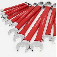 Red Dipped Handle Combination Wrench Set, Open End And Box End Wrenches, Cr-V Steel Hand Tools, Suitable For Car Repair - Red Handle Dual-purpose Wrench Set - View 1