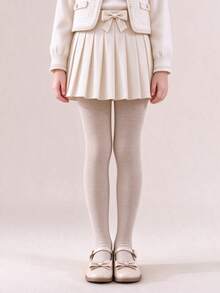 1pc Vertical Stripe High Elastic Knit Tights, All Season Wearable Leggings For Girls, Suitable For Daily, Party, Home, Autumn/Winter Comfortable Outfit - Multicolor - View 10