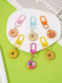 Cute Mini Simulation Donut Keychain, Resin Charm, Colorful Dessert Key Ring Pendant, Handbag Backpack Decor Accessory, Lovely Party Favor Gift - Multicolor - View 6