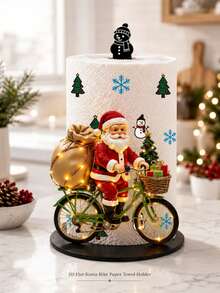 Christmas Decoration Paper Towel Holder - Desktop Roll Holder (Combines Display And Storage Functions), Fun Santa Claus Design, Suitable For Desktop, Kitchen, Bathroom, Living Room And Dining Room, Can Be Used As Decoration To Create A Warm Christmas Atmosphere. - A - View 1