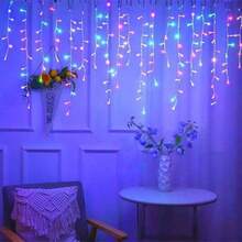 CHRISTMAS LED STRING LIGHT CURTAIN - US A Type Plug(220-240V) - View 1