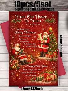 10/2pcs/Set Christmas Greeting Cards With Envelopes, Suitable For Friends, Family And Neighbors, Holiday Blessings, 2D Cards, Perfect For Family Exchange And Winter Gatherings, Christmas Cards, Perfect Christmas Invitations - One Size Fits All - View 11