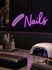 1PC Custom Nail Tech Neon Light, Personalized LED Wall Sign With Nail File Design, Purple Light Up Manicure Decor For Beauty Studio, Nail Room, Salon Station, Spa Corner, Vanity Area, Business Wall Decor & Gift - Multi-color 5 - View 5
