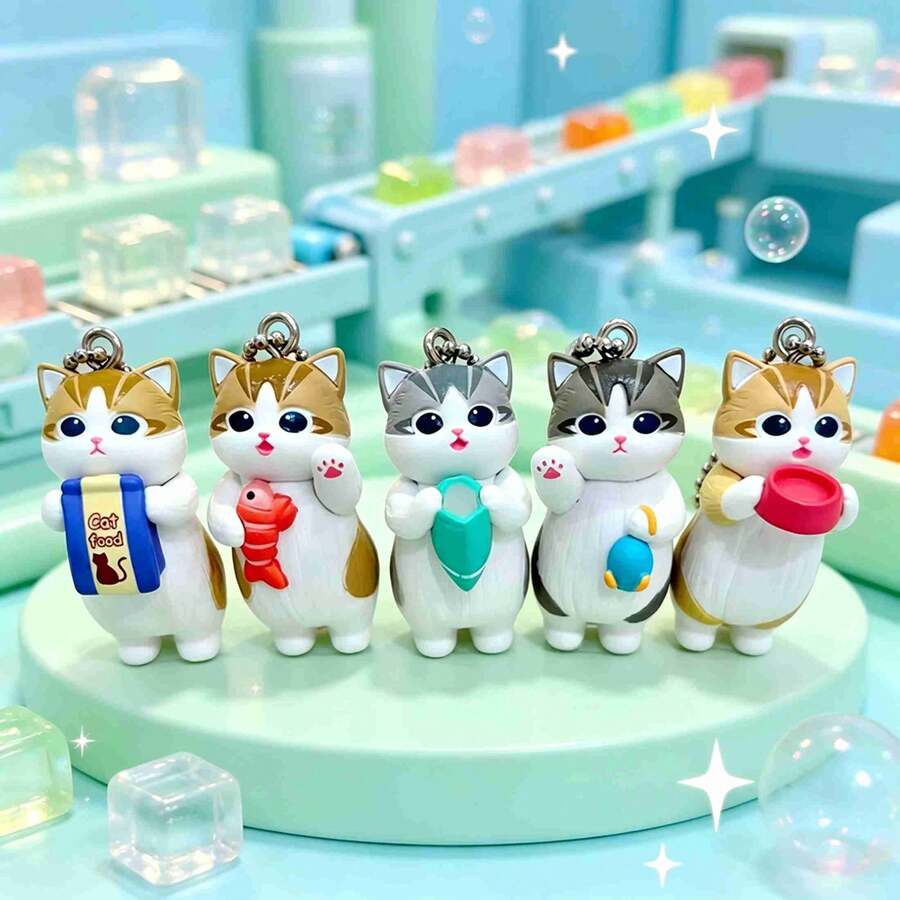 1pc Mofusand Kawaii Cat Keychain Blind Box Cute Anime Figure Pendant Toy Stand Style Action Figure With Food Pose Collectible Gift(Stochastic Style) - Multicolor - View 1