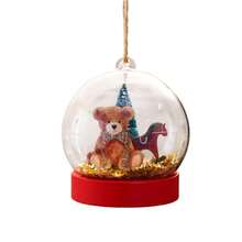 Christmas Glass Ball Ornament, Transparent Glass Ball Teddy Bear Nutcracker Snow Scene Hanging Decoration, Christmas Tree Decorative Ball - Multicolor - View 8
