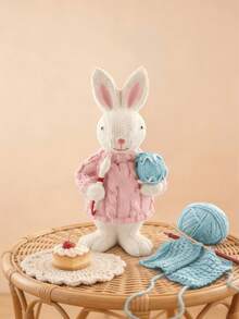 1pc Rabbit Figurine, Colorful Hand-Painted Cartoon Rabbit Statue With Wreath And Accessories, Cute Spring Easter Home Living Room Bedroom Office Desk Bookshelf Entryway Decor, Kawaii Animal Collectible Gift - A - View 10