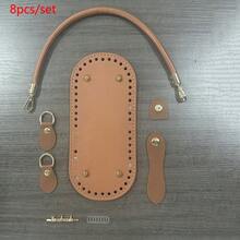 8pcs Set Cross-Grain PU Leather DIY Handmade Handbag Accessories Kit, Includes Handles, Bottom Plate, Buckles, Handmade Tags, For DIY Handbag Modification, Crochet Bag Reinforcement, Old Bag Handle Replacement And Repair - New Model - View 5