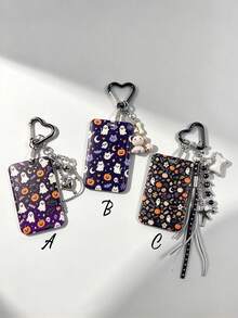 1 Set Fashionable Halloween Pumpkin Print Card Holder Pendant, Bag Charm, Keychain, Wallet, Business Bank Credit Card Holder, Unisex Wallet Sleeve - Multicolor - View 11