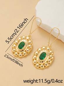 2pcs Fashion Vintage Oval Earrings, Suitable For Women's Daily Commute Wear, Holiday Gift - Gold - View 5