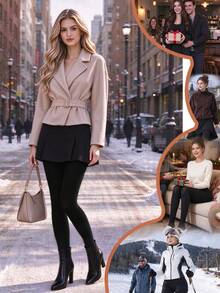 Women's Warm Tights High Waist Elastic Women's Thicken Pantyhose Warming And Comfort Velvet Thermal Leggings Thick Fleece Lined Underwear For Winter - Black - View 5