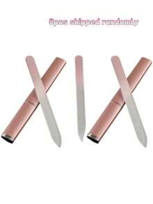 5/2/1pc Glass Nail File And Polishing Strip, Crystal Nail File Suitable For Natural Nails, Nano Nail Gloss Polishing Care Set, Suitable For Travel And Nail Salon, Rose Gold - Coral Pink - View 9