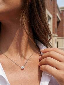 1pc Elegant Oval Diamond Necklace, Luxury Jewelry Gift For Women, Christmas - Oval Necklace - View 4