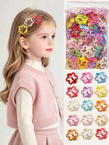 30pcs Cute Minimalist Flower Hair Clips, Sweet Candy Color BB Clips For Girls, Little Girls' Colorful Hair Clips, Cute Princess Bangs And Side Hair Clips (Random Color) - Hot Pink - View 2