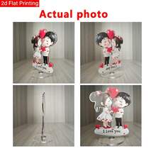 1件可愛Q版情侶紅心壓克力360°旋轉桌面裝飾品，浪漫週年紀念女友禮物，臥室書桌氛圍旋轉擺飾 - 情侶 - 查看 10