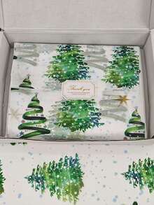 1/10/20pcs 50x35cm Christmas Tree Pattern Tissue Paper, Winter Holiday DIY Handmade Wrapping Paper, Waterproof Reusable Indoor Desktop Gift Box Gift Bag Filler Packaging Paper - Multicolor - View 3