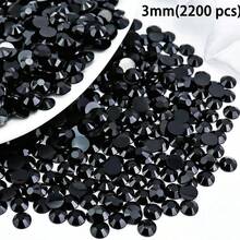 3mm, 5mm Black Resin Rhinestones, Flatback Diamonds, Black Non-Hotfix Crystal Rhinestones, For DIY Crafts, Cups, Bottles, Glasses, Clothes, Bulk Shiny Crystal Stones, Craft Set Decoration - Black - View 6