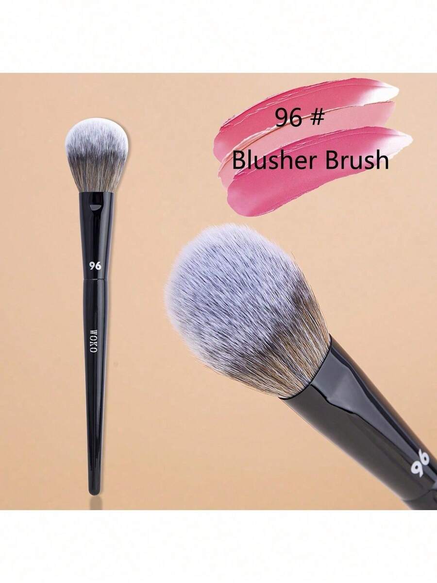 1 cây cọ trang điểm 96 đánh má hồng dạng dẹt chuyên nghiệp, cọ đánh má hồng và bronzer, cọ phấn má hồng, dụng cụ trang điểm cho phấn bột, bronzer và má hồng, lông mềm giúp thao tác trang điểm chuẩn xác, lông sợi tổng hợp cắt tùy chỉnh, 1 chiếc - màu đen - Xem 1