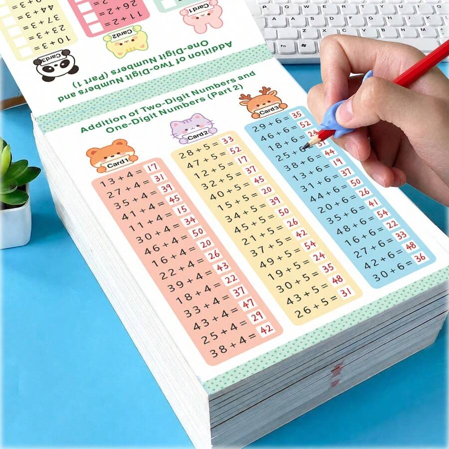100-Number Math Workbook For Kids, 64+ Pages Addition And Subtraction Practice, Two-Digit Calculation Workbook, Preschool Educational Reading And Writing Learning Toy, 3-Year-Old Children Home And School Teaching Activity Tool + Edited Translation Paragraph Comparison
